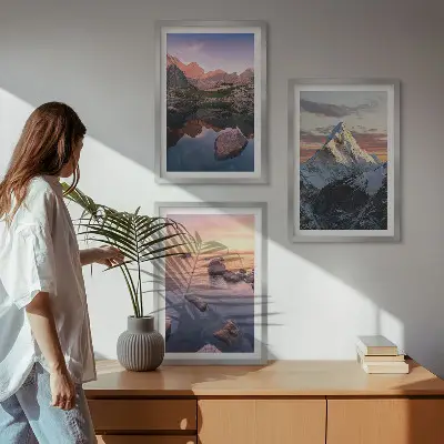 Berglandschaften Bilder-3er-Set mit Rahmen