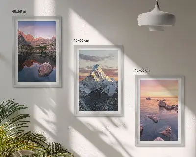 Berglandschaften Bilder-3er-Set mit Rahmen