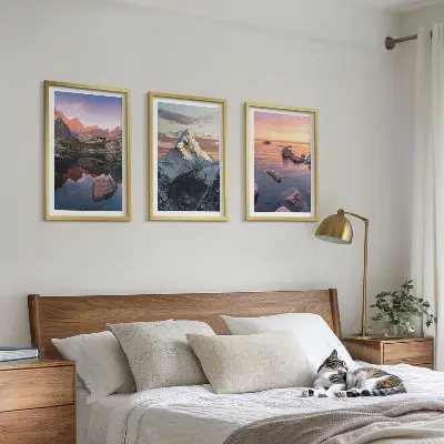 Berglandschaften Bilder-3er-Set mit Rahmen