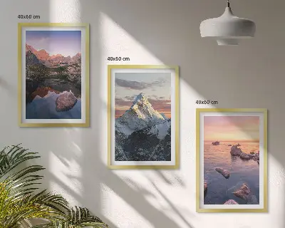 Berglandschaften Bilder-3er-Set mit Rahmen
