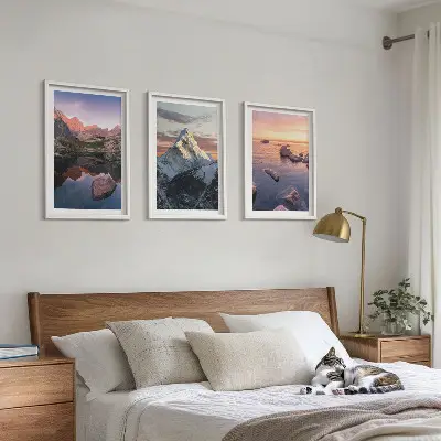 Berglandschaften Bilder-3er-Set mit Rahmen