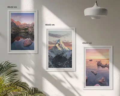 Berglandschaften Bilder-3er-Set mit Rahmen