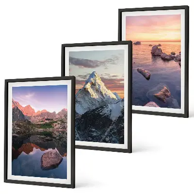 Berglandschaften Bilder-3er-Set mit Rahmen
