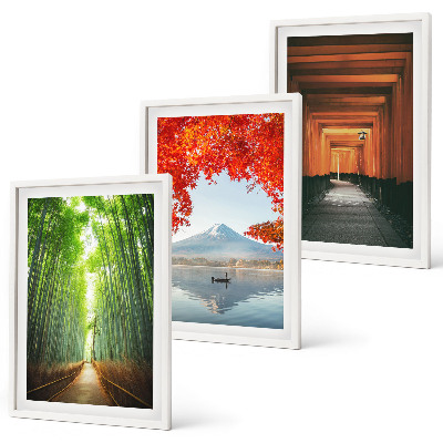 Bilder-3er-set mit rahmen Fuji-Bambuswaldlandschaft