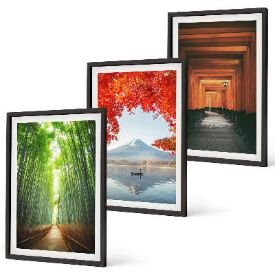Bilder-3er-set mit rahmen Fuji-Bambuswaldlandschaft