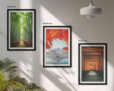 Bilder-3er-set mit rahmen Fuji-Bambuswaldlandschaft