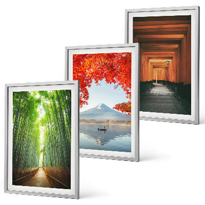 Bilder-3er-set mit rahmen Fuji-Bambuswaldlandschaft