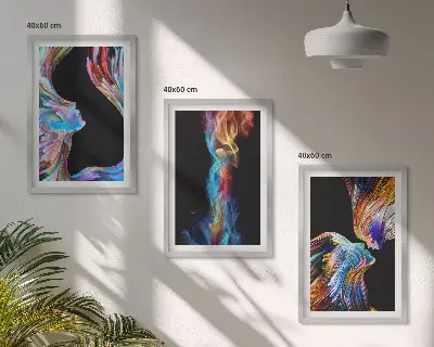 Bunte abstrakte Gesichter gerahmtes Bilderset