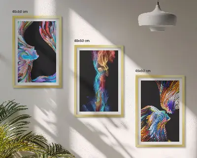 Bunte abstrakte Gesichter gerahmtes Bilderset