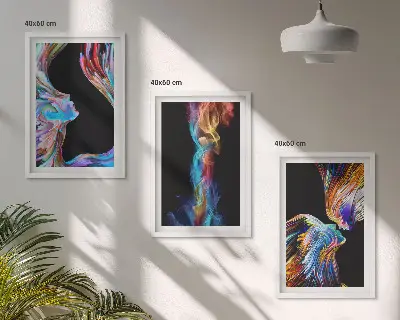 Bunte abstrakte Gesichter gerahmtes Bilderset