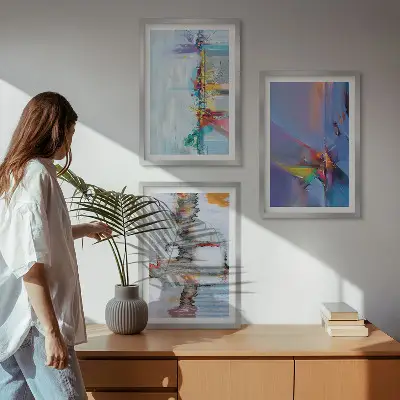 Abstrakte Gemäldekompositionen gerahmtes bilderset