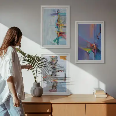 Abstrakte Gemäldekompositionen gerahmtes bilderset