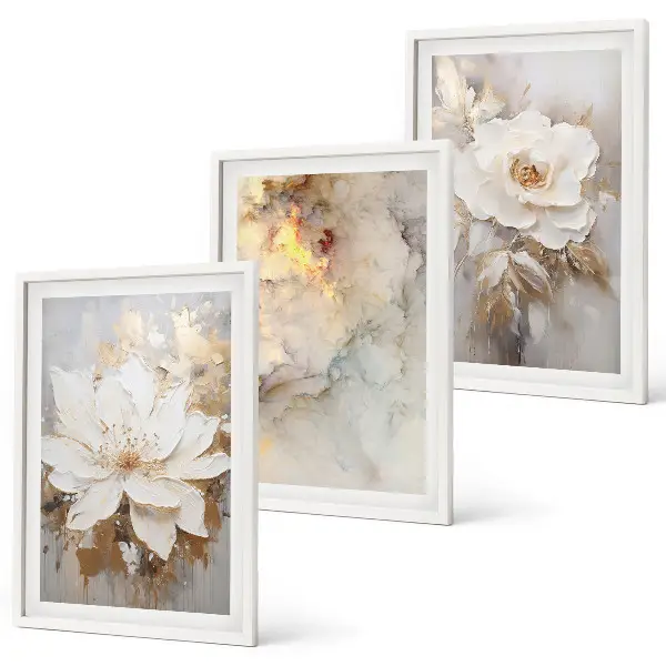 Blumen heller abstrakter Hintergrund Bilder-3er-Set mit Rahmen