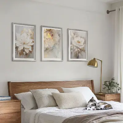 Blumen heller abstrakter Hintergrund Bilder-3er-Set mit Rahmen