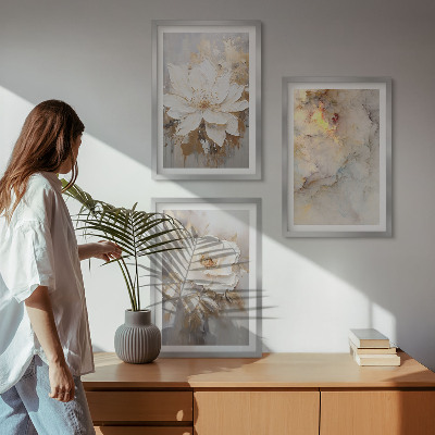 Bilder-3er-set mit rahmen Blumen heller abstrakter Hintergrund