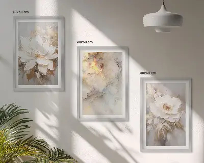 Blumen heller abstrakter Hintergrund Bilder-3er-Set mit Rahmen