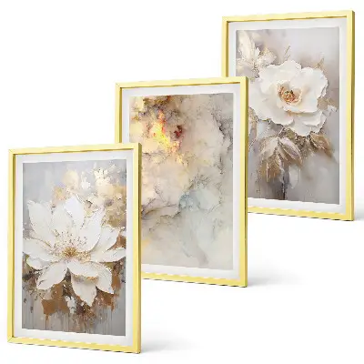 Blumen heller abstrakter Hintergrund Bilder-3er-Set mit Rahmen