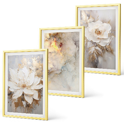 Bilder-3er-set mit rahmen Blumen heller abstrakter Hintergrund