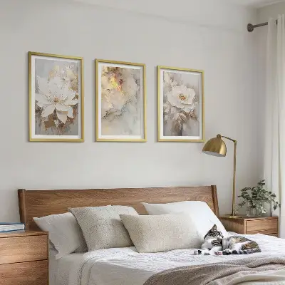 Blumen heller abstrakter Hintergrund Bilder-3er-Set mit Rahmen