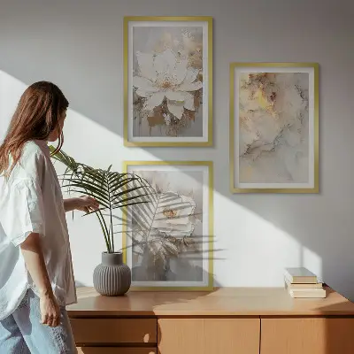 Blumen heller abstrakter Hintergrund Bilder-3er-Set mit Rahmen