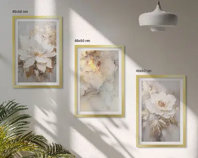 Blumen heller abstrakter Hintergrund Bilder-3er-Set mit Rahmen