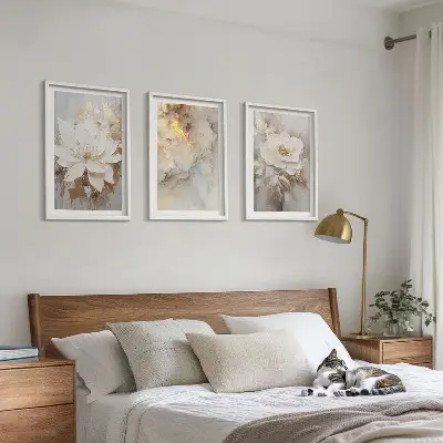 Blumen heller abstrakter Hintergrund Bilder-3er-Set mit Rahmen