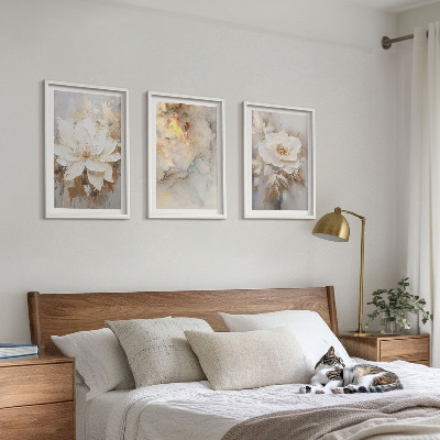 Bilder-3er-set mit rahmen Blumen heller abstrakter Hintergrund