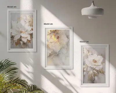 Blumen heller abstrakter Hintergrund Bilder-3er-Set mit Rahmen