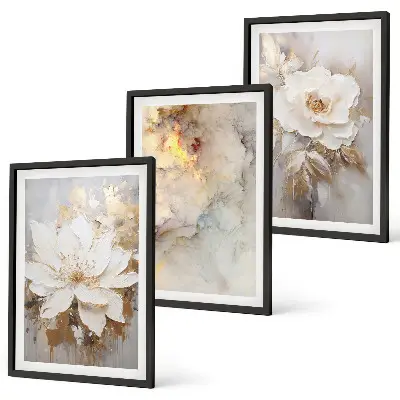 Blumen heller abstrakter Hintergrund Bilder-3er-Set mit Rahmen