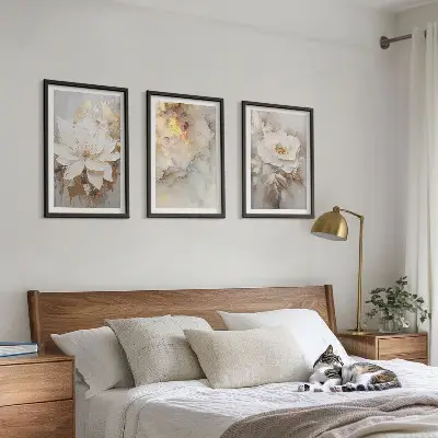 Blumen heller abstrakter Hintergrund Bilder-3er-Set mit Rahmen