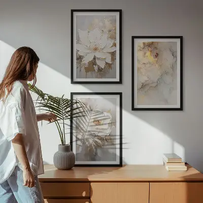 Blumen heller abstrakter Hintergrund Bilder-3er-Set mit Rahmen