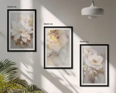 Blumen heller abstrakter Hintergrund Bilder-3er-Set mit Rahmen