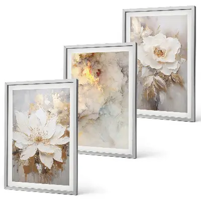 Blumen heller abstrakter Hintergrund Bilder-3er-Set mit Rahmen