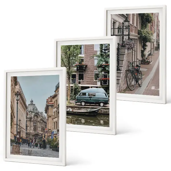 Stadtansichten von Gebäuden 3er-Set Bilder mit Rahmen