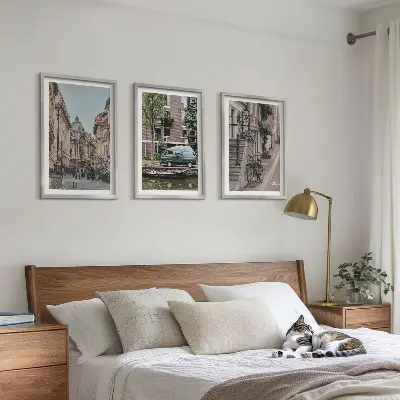 Stadtansichten von Gebäuden 3er-Set Bilder mit Rahmen