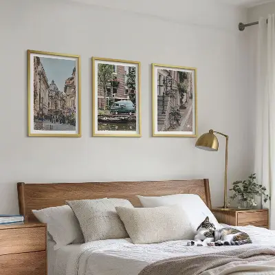 Stadtansichten von Gebäuden 3er-Set Bilder mit Rahmen