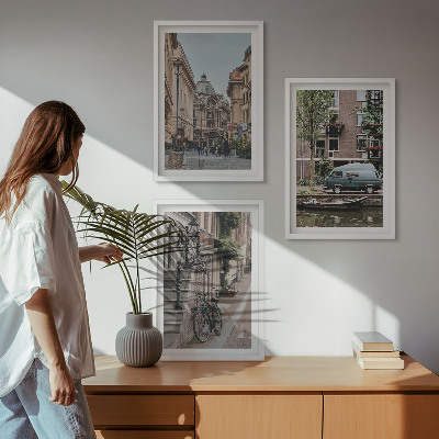 Bilder-3er-set mit rahmen Stadtansichten von Gebäuden