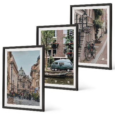 Bilder-3er-set mit rahmen Stadtansichten von Gebäuden