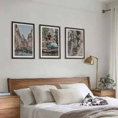Stadtansichten von Gebäuden 3er-Set Bilder mit Rahmen