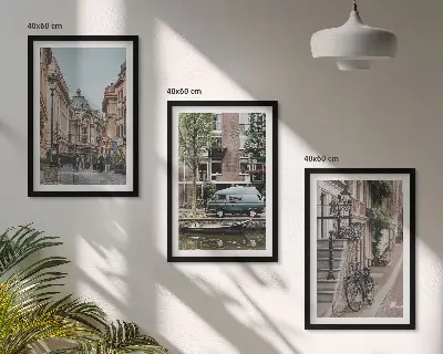 Stadtansichten von Gebäuden 3er-Set Bilder mit Rahmen
