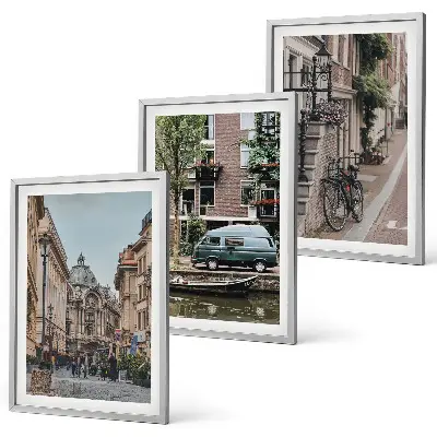 Stadtansichten von Gebäuden 3er-Set Bilder mit Rahmen