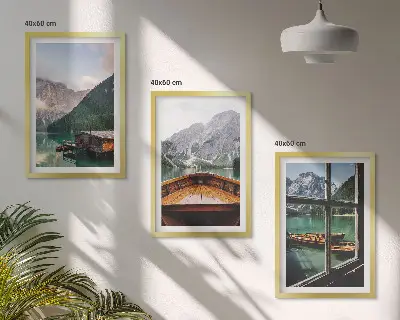Hütten am Bergsee 3er-Set Bilder mit Rahmen