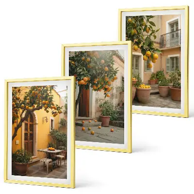 Garten Zitrus Sonne 3er Set Bilder mit Rahmen