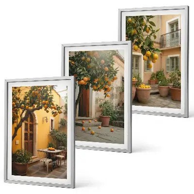 Garten Zitrus Sonne 3er Set Bilder mit Rahmen