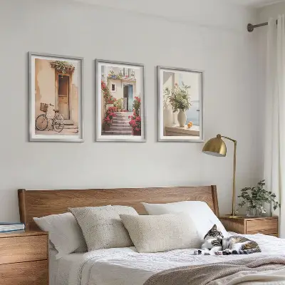 Charmante Küstenstraßen 3er-Set Bilder mit Rahmen