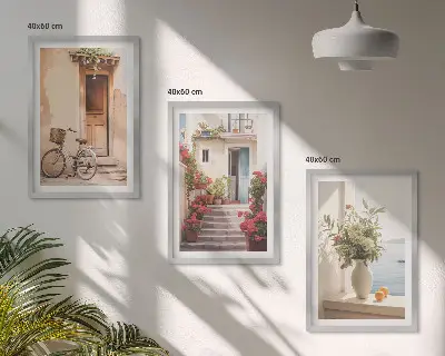 Charmante Küstenstraßen 3er-Set Bilder mit Rahmen