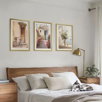 Charmante Küstenstraßen 3er-Set Bilder mit Rahmen