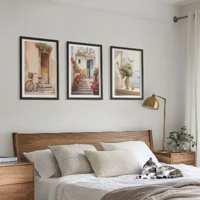 Charmante Küstenstraßen 3er-Set Bilder mit Rahmen