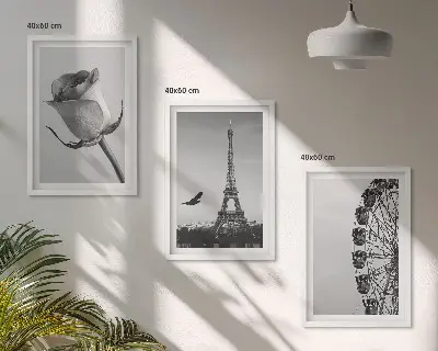 Gerahmtes Bilderset mit Rosen, Eiffelturm und Riesenrad Motiv