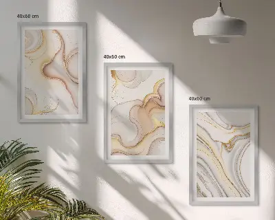 3er-Set Bilder mit Rahmen mit linearen abstrakten Motiven